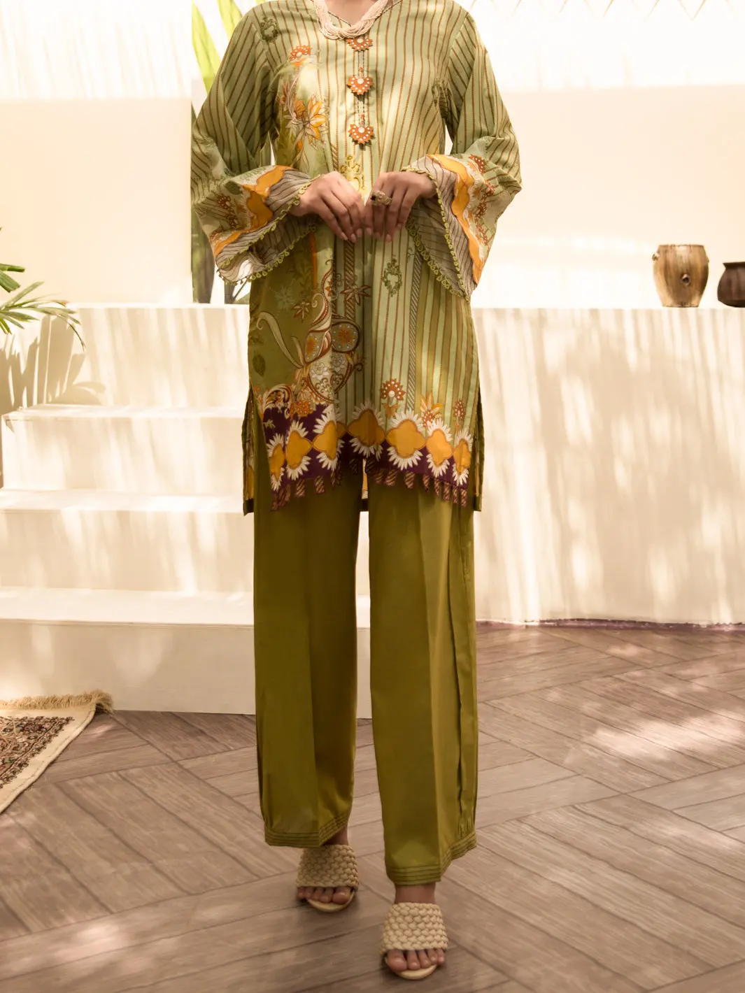 Sage Green Cambric 2Pc Unstitched - Alp-2Ps-1215 1