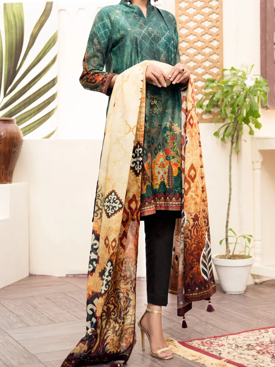 Green Cambric 2Pc Unstitched - Alp-2Ps-1213 1