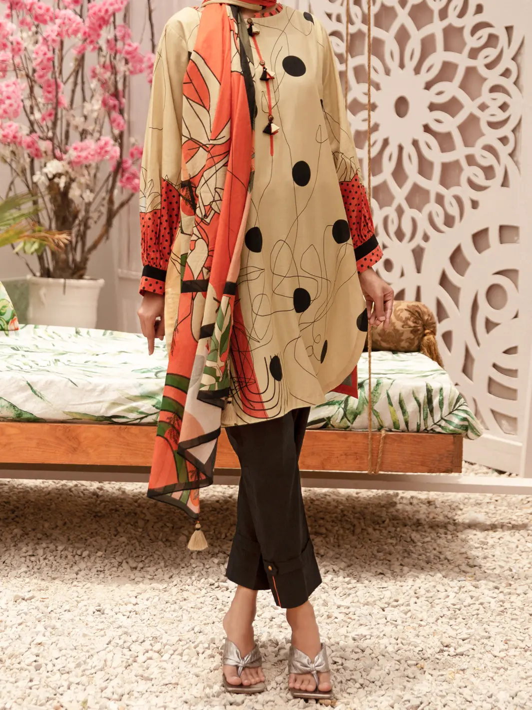 Beige Cambric 3Pc Stitched - Alp-3Ps-1182 1