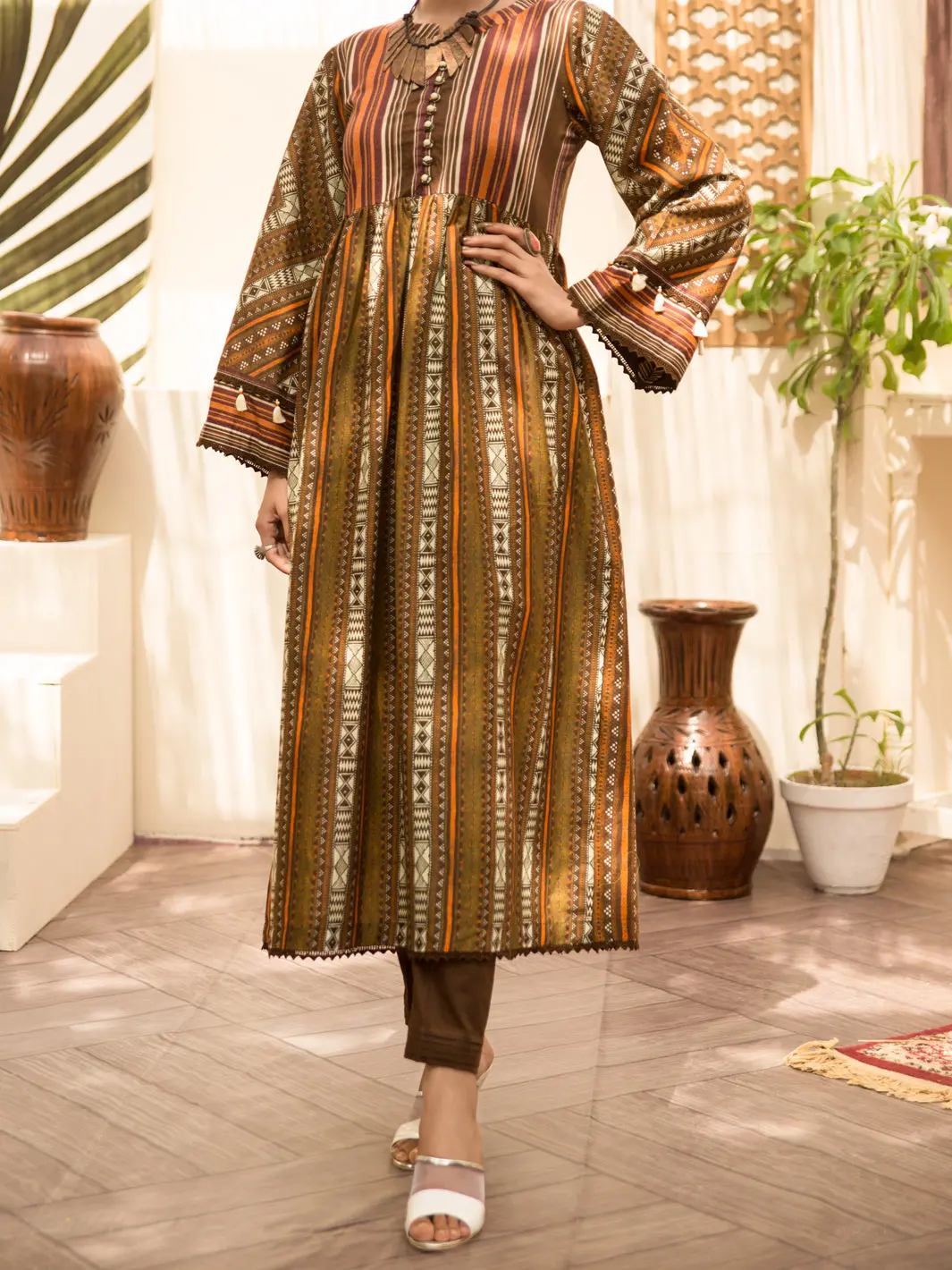 Brown Cambric 2Pc Unstitched - Alp-2Ps-1217 1