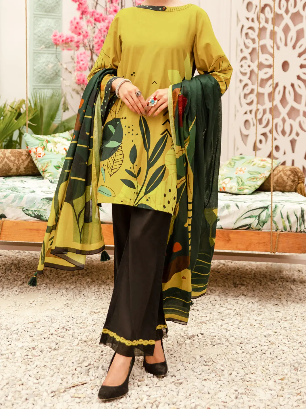 Lime Cambric 3Pc Stitched - Alp-3Ps-1185 1