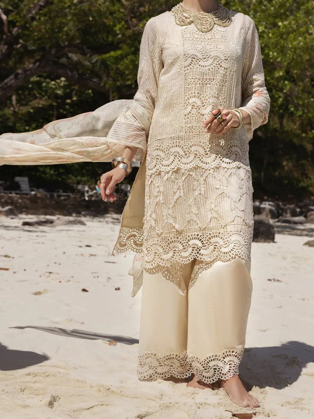 Off White Khaddi Net 3Pc Stitched - Alp-3Ps-1270 1