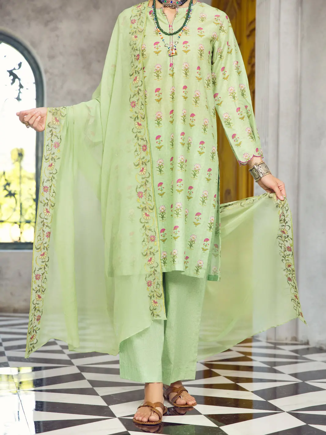 Green Lawn 3Pc Stitched - Alp-3Ps-1295 1