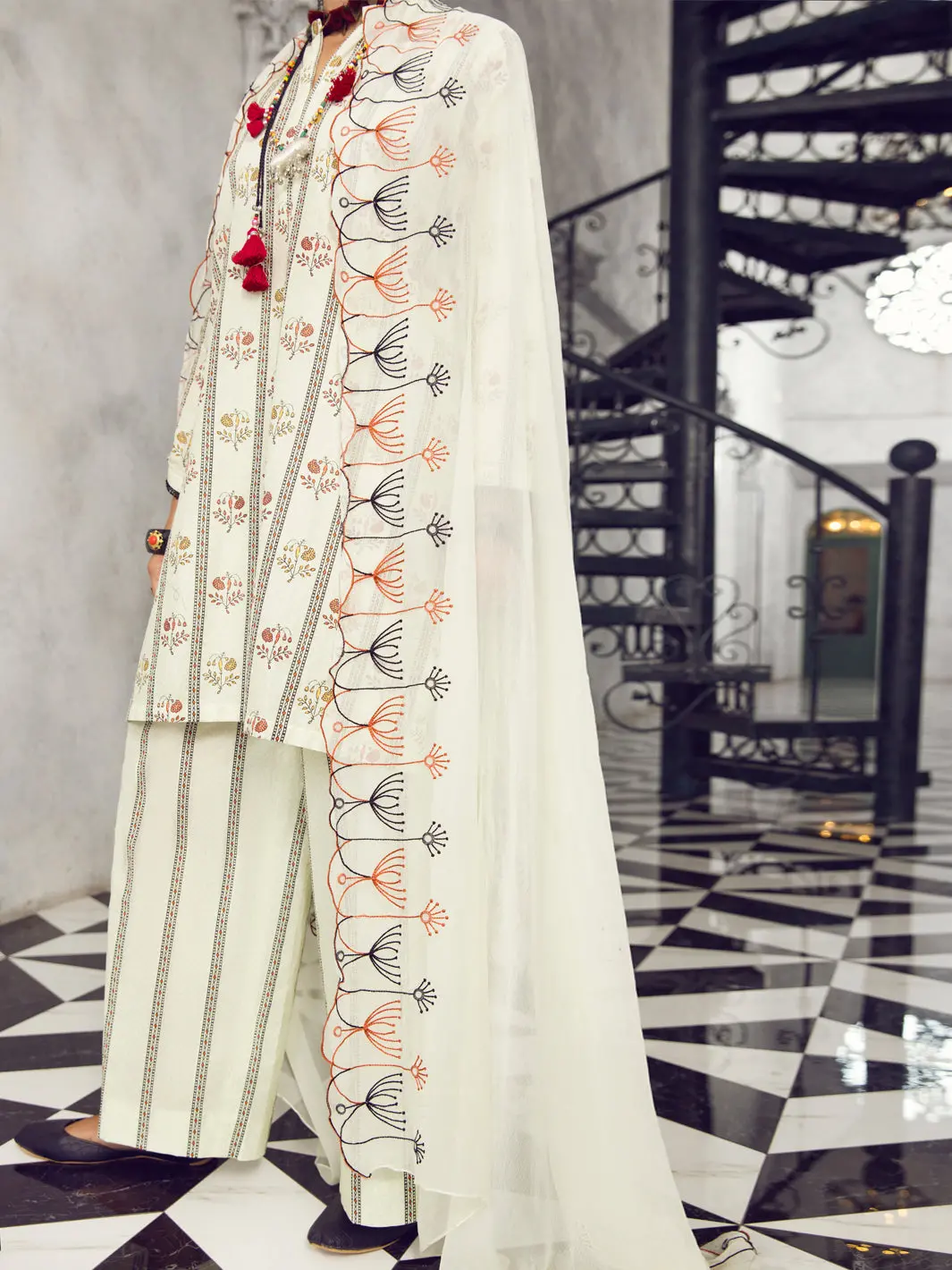 Cream Lawn 3Pc Stitched - Alp-3Ps-1296 1