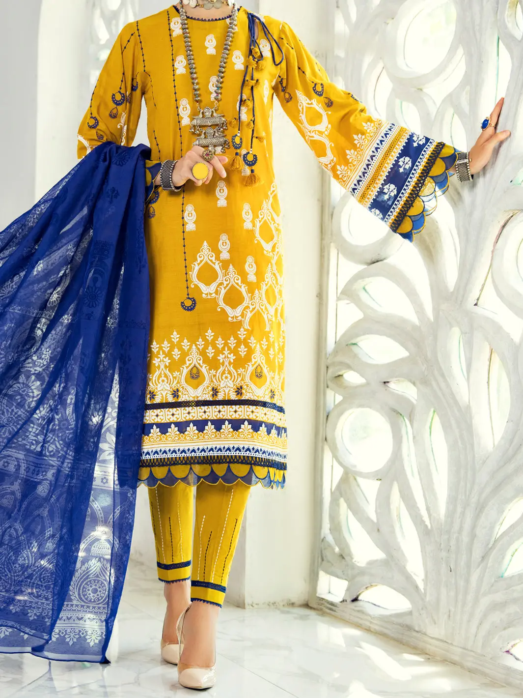 Yellow Lawn 3Pc Unstitched - Alp-3Ps-1308 1