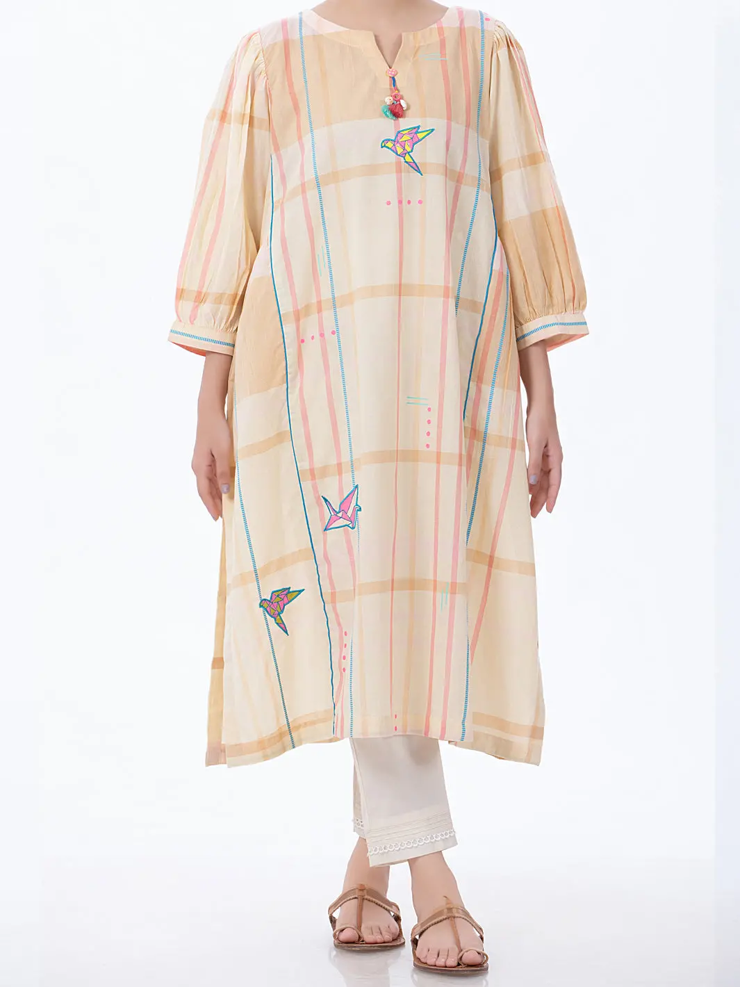 Cream Yarn-Dyed Tunic - Alp-Lk-1369 1