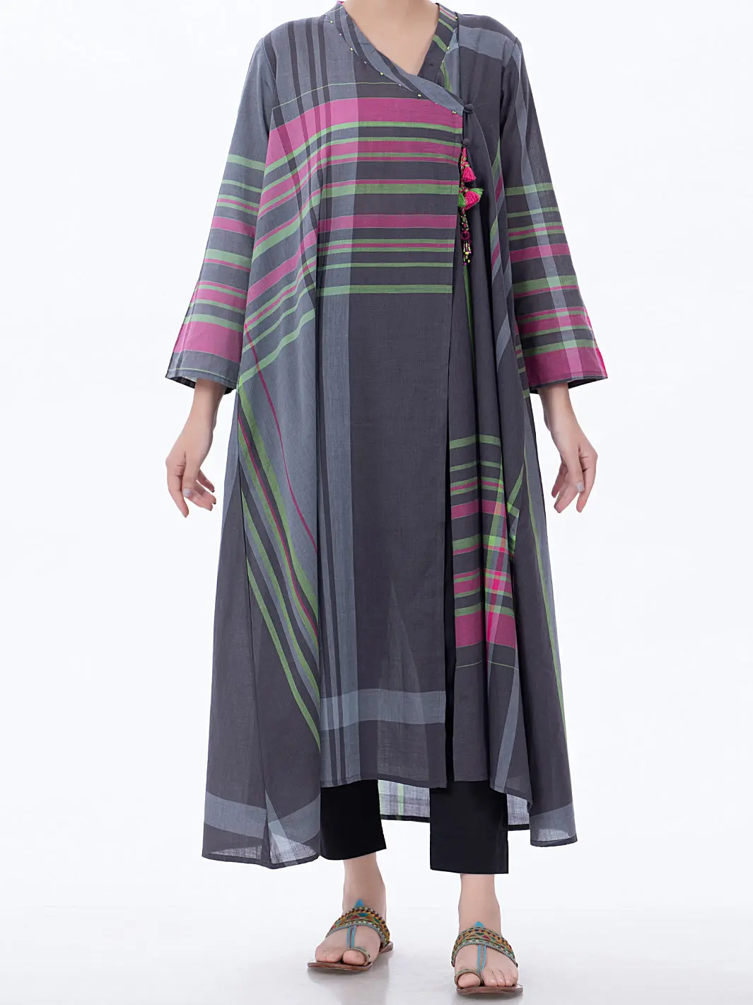 Dark Grey Yarn-Dyed Tunic - Alp-Lk-1370 1