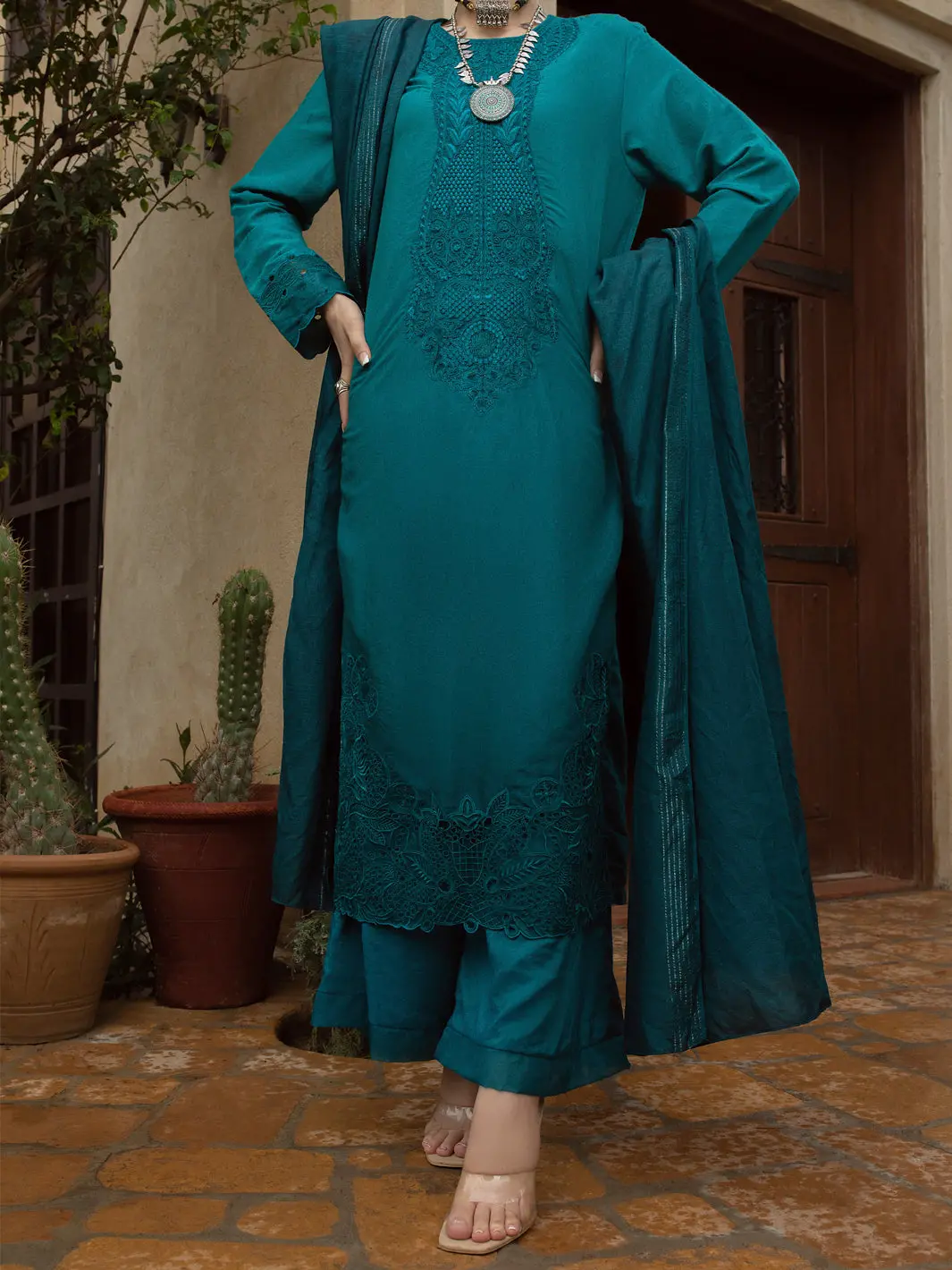 Turquoise 3Pc Unstitched - Alp-3Ps-1398 1