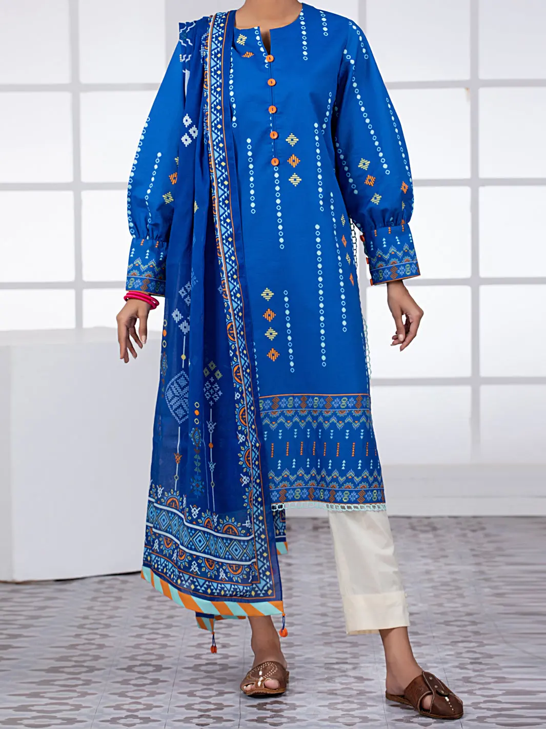 Navy Blue Lawn 2Pc Unstitched - Alp-2Ps-1452A 1