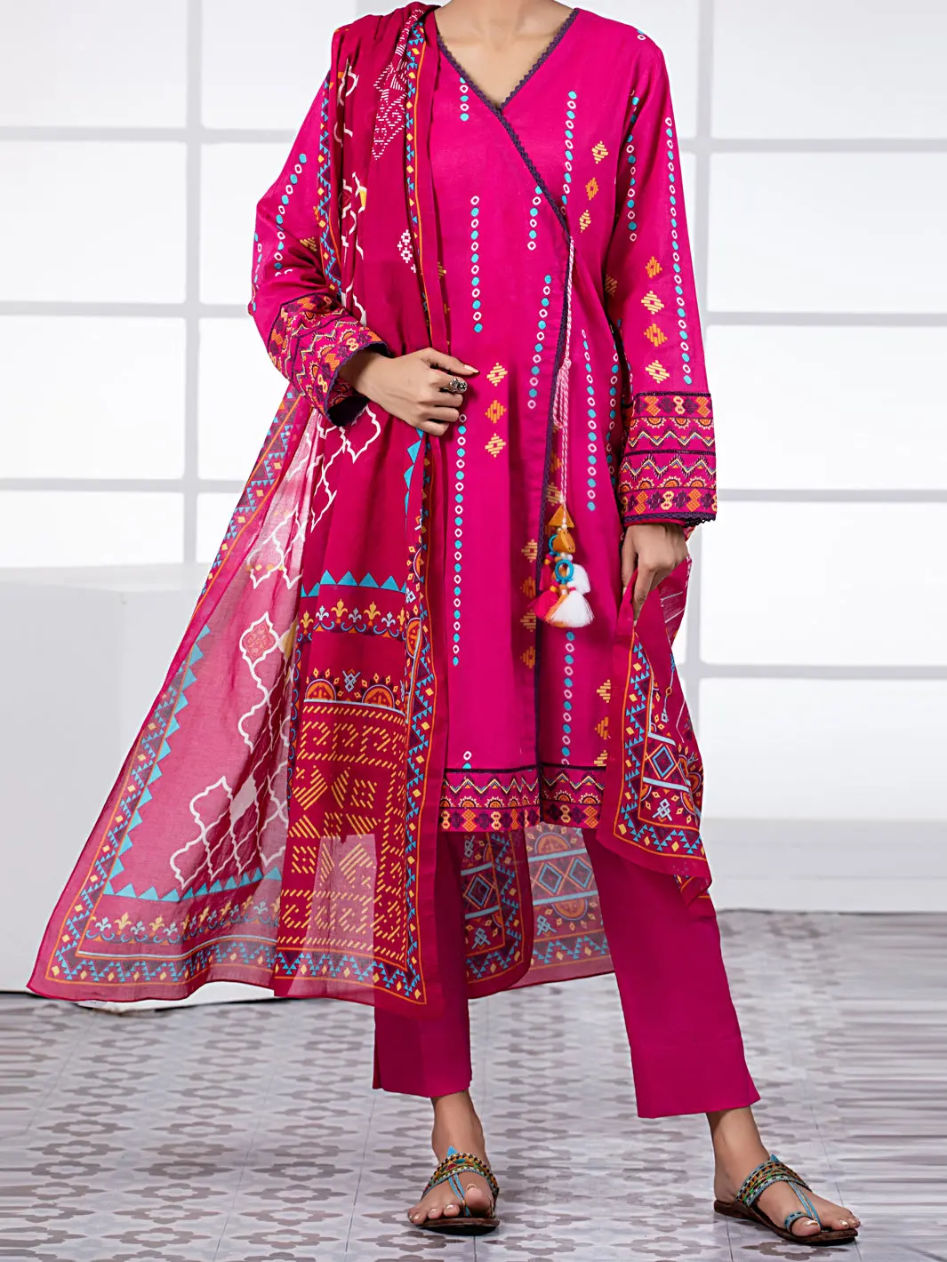 Pink Lawn 2Pc Unstitched - Alp-2Ps-1452B 1
