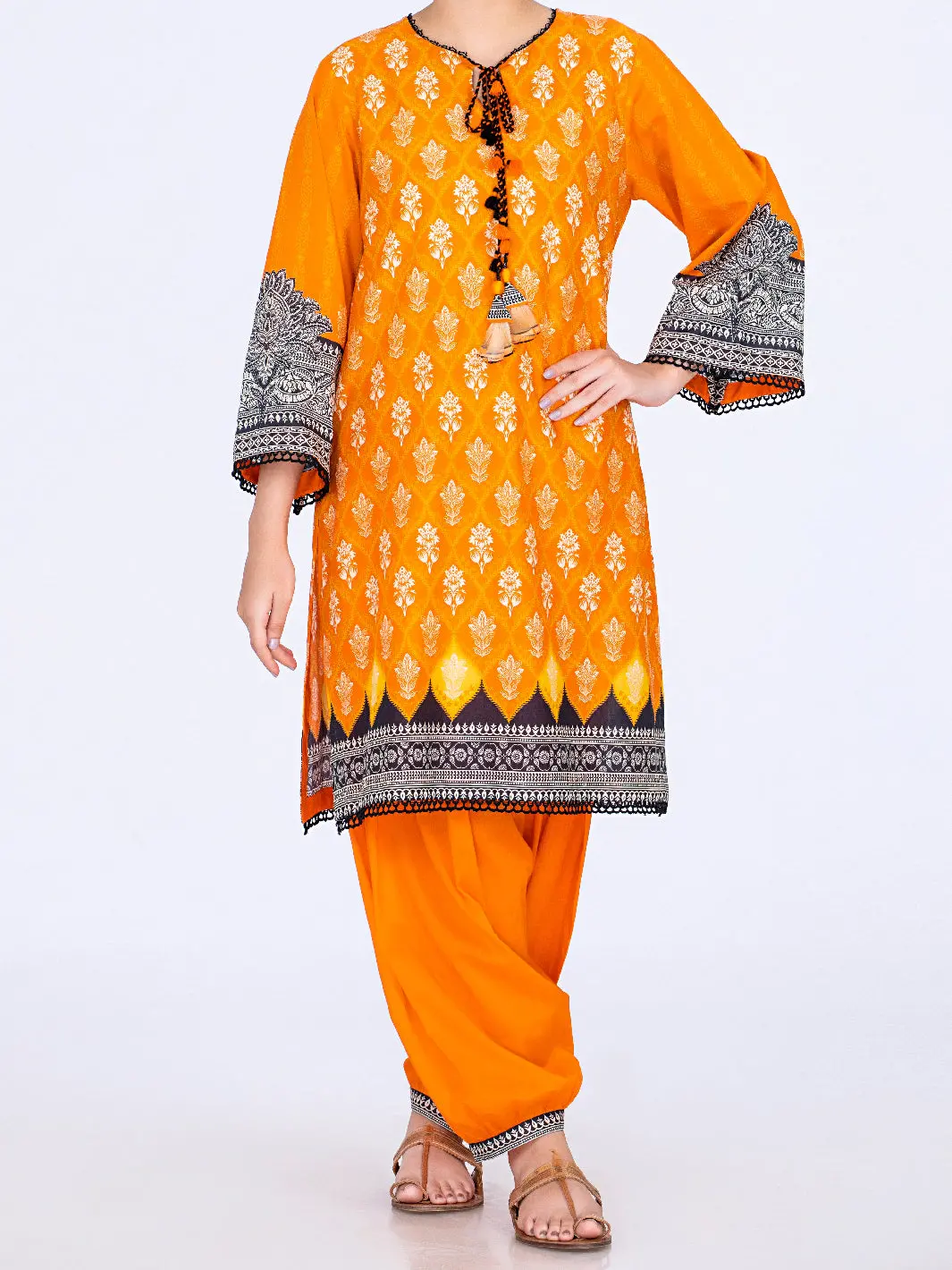 Orange Lawn 2Pc Unstitched - Alp-2Ps-1468 1