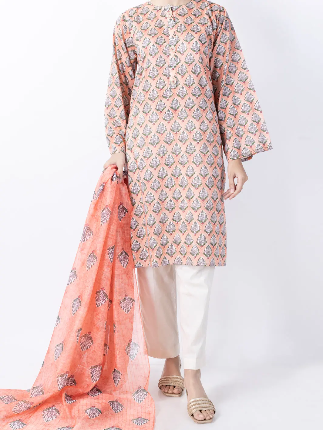 Peach Lawn 2Pc Stitched - Alp-2Ps-Lkd-1745 1