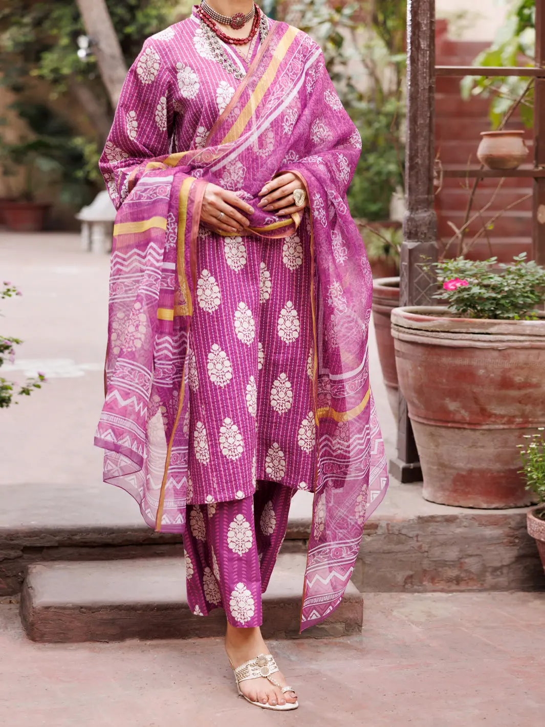 Purple Dobby 3Pc Stitched - Alp-3Ps-1882 1