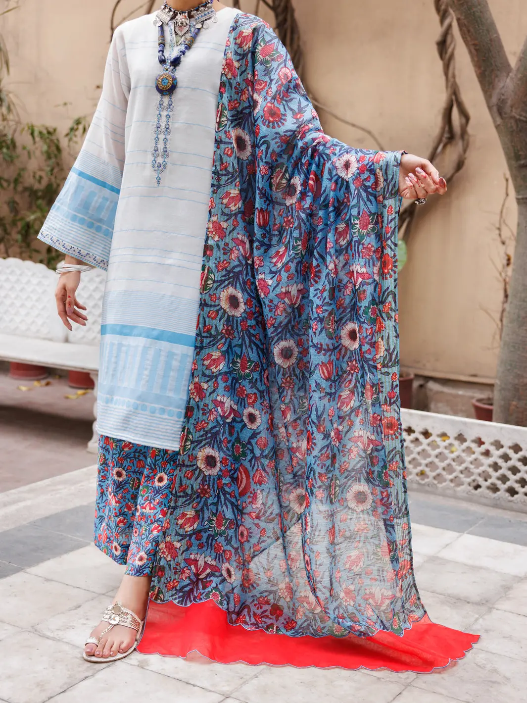 White Yarn-Dyed 3Pc Unstitched - Alp-3Ps-1934 1