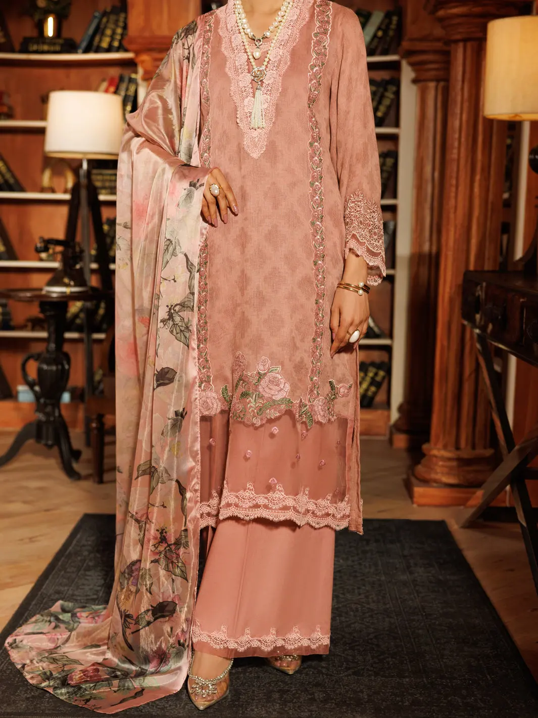 Tea Pink Cotton Dobby 3Pc Stitched - Alp-3Ps-2057 1