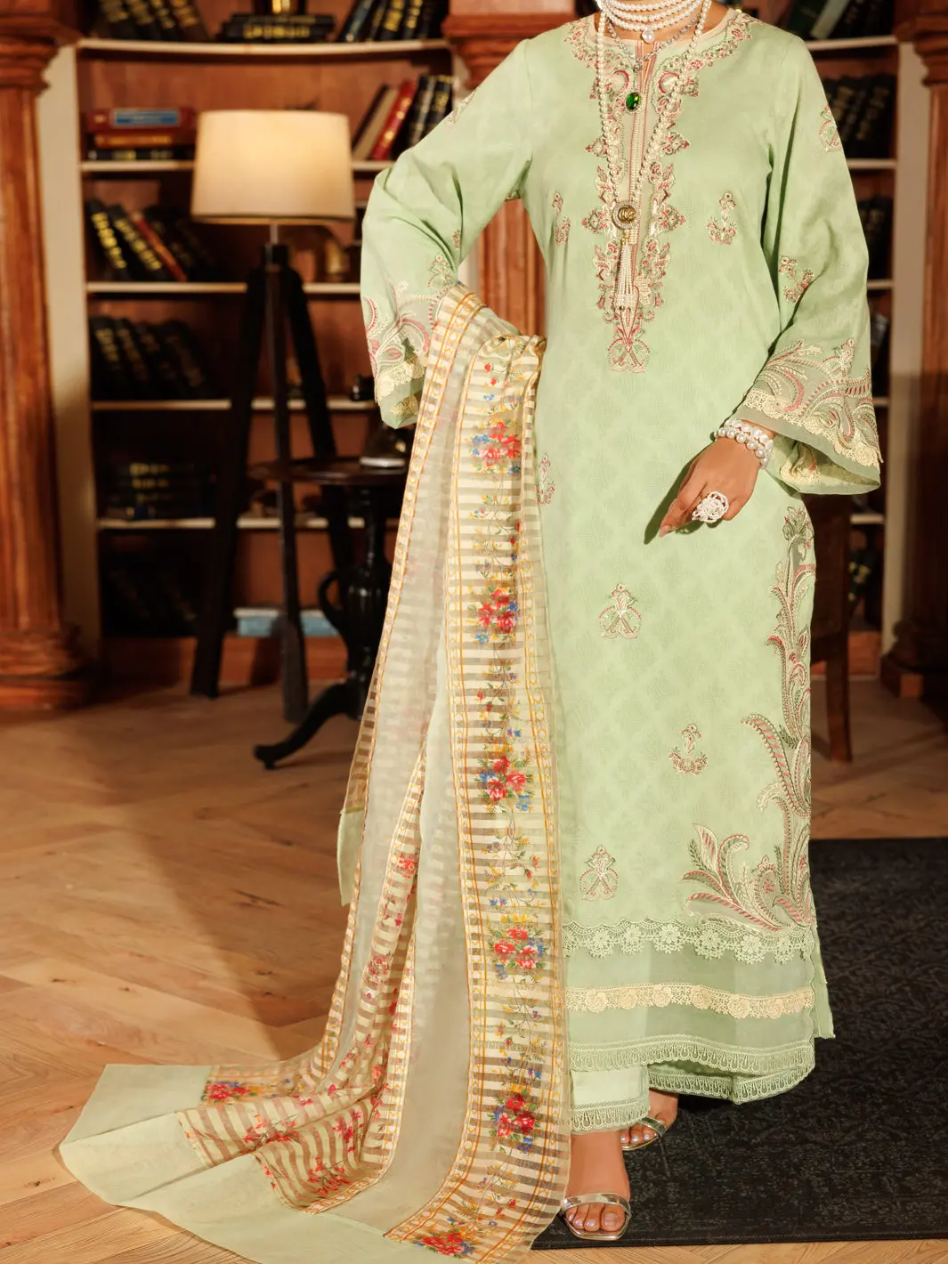 Pistachio Green Cotton Dobby 3Pc Stitched - Alp-3Ps-2059 1