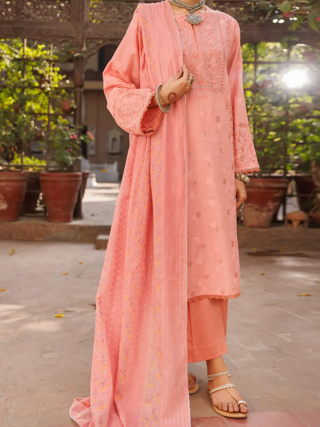 Peach  Dobby 3Pc Stitched - Alp-3Ps-2166 1