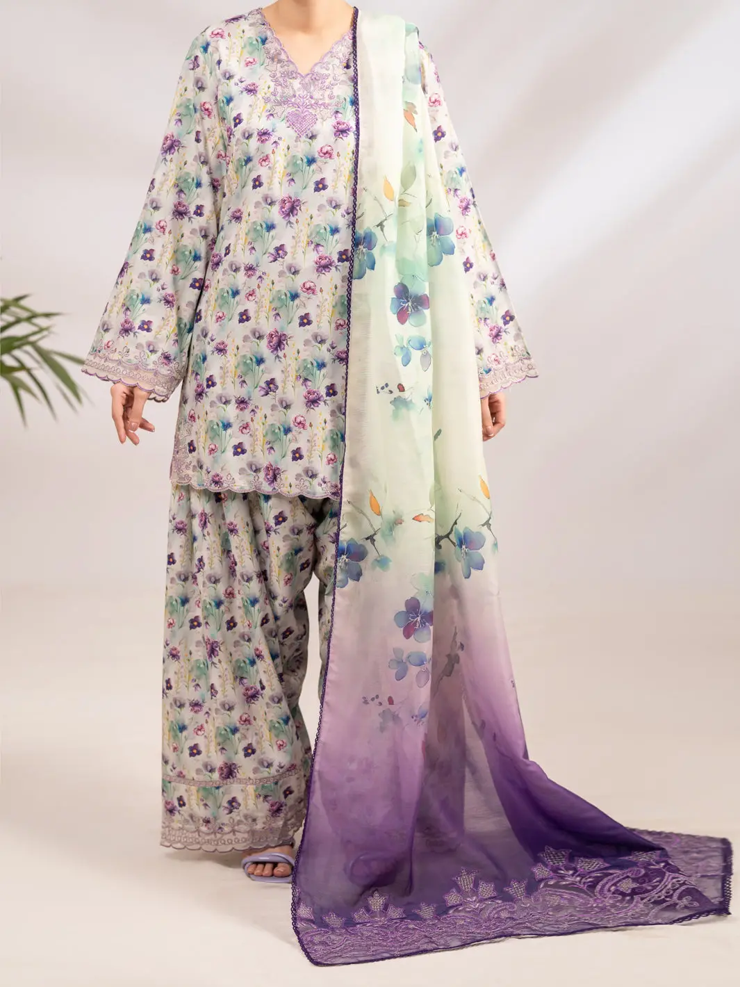 Light Green Silk Lawn 3Pc Stitched - Alp-3Ps-2361 1