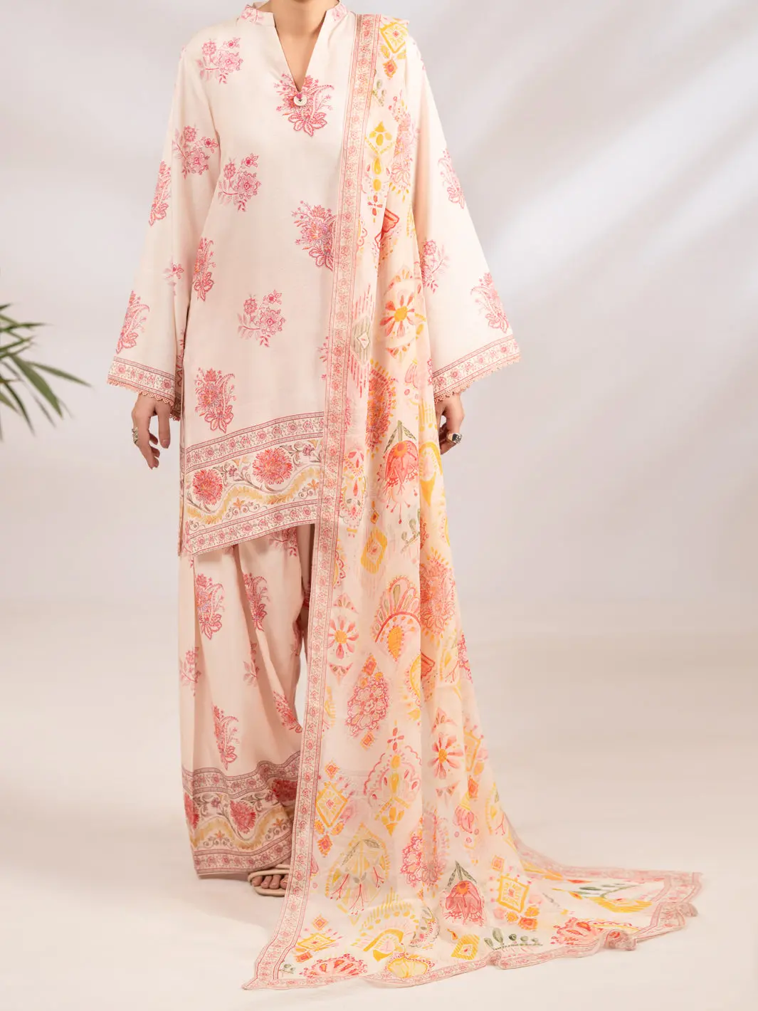 Peach Raw Silk 3Pc Stitched - Alp-3Ps-2302 1