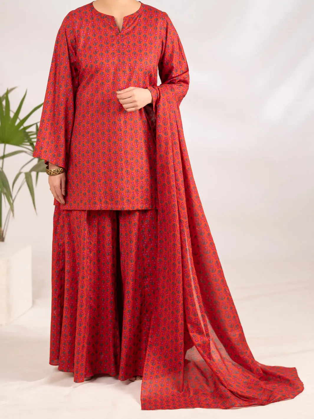 Red Lawn 3Pc Stitched - Alp-3Ps-2296 1