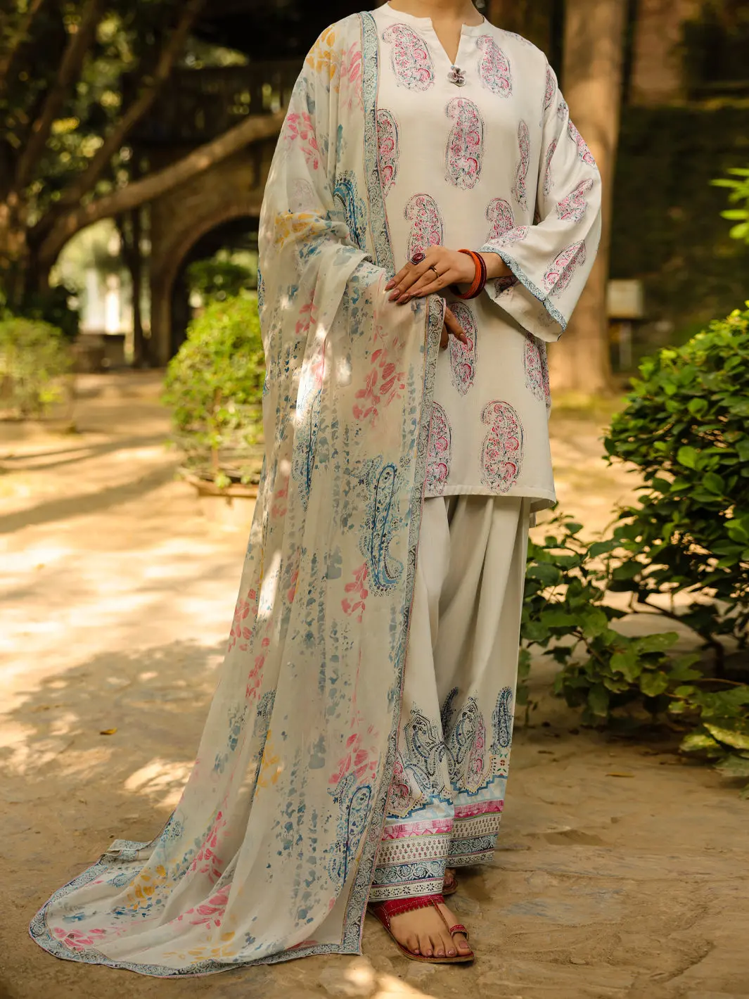 Beige Raw Silk 3Pc Stitched - Alp-3Ps-2303 1