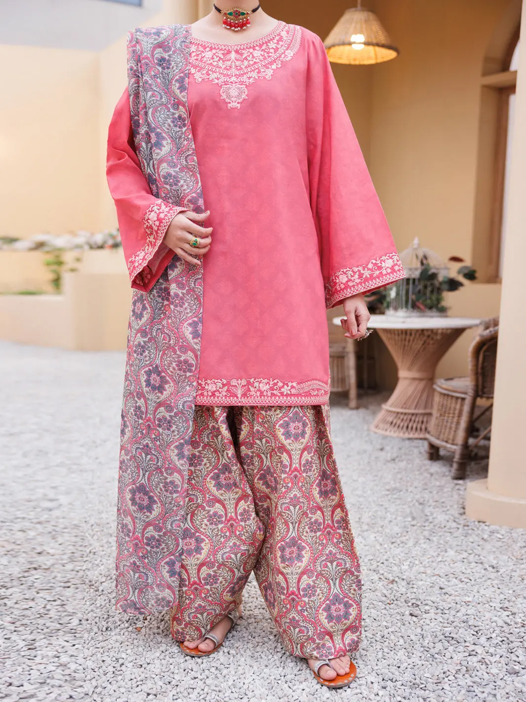 Light Pink Lawn Stitched 3Pc - Alp-3Ps-2307 1