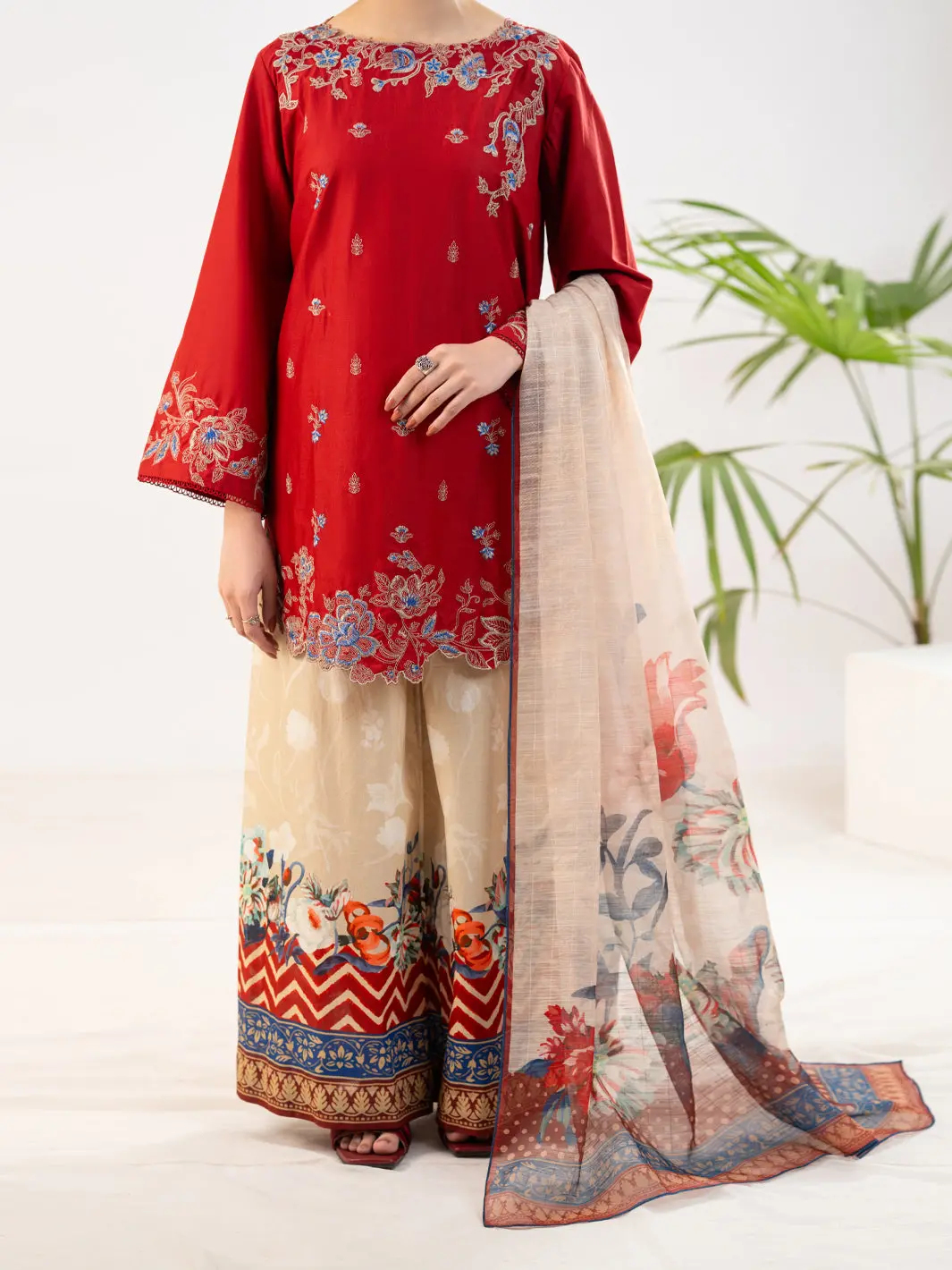 Maroon Cambric 3Pc Stitched - Alp-3Ps-2310 1