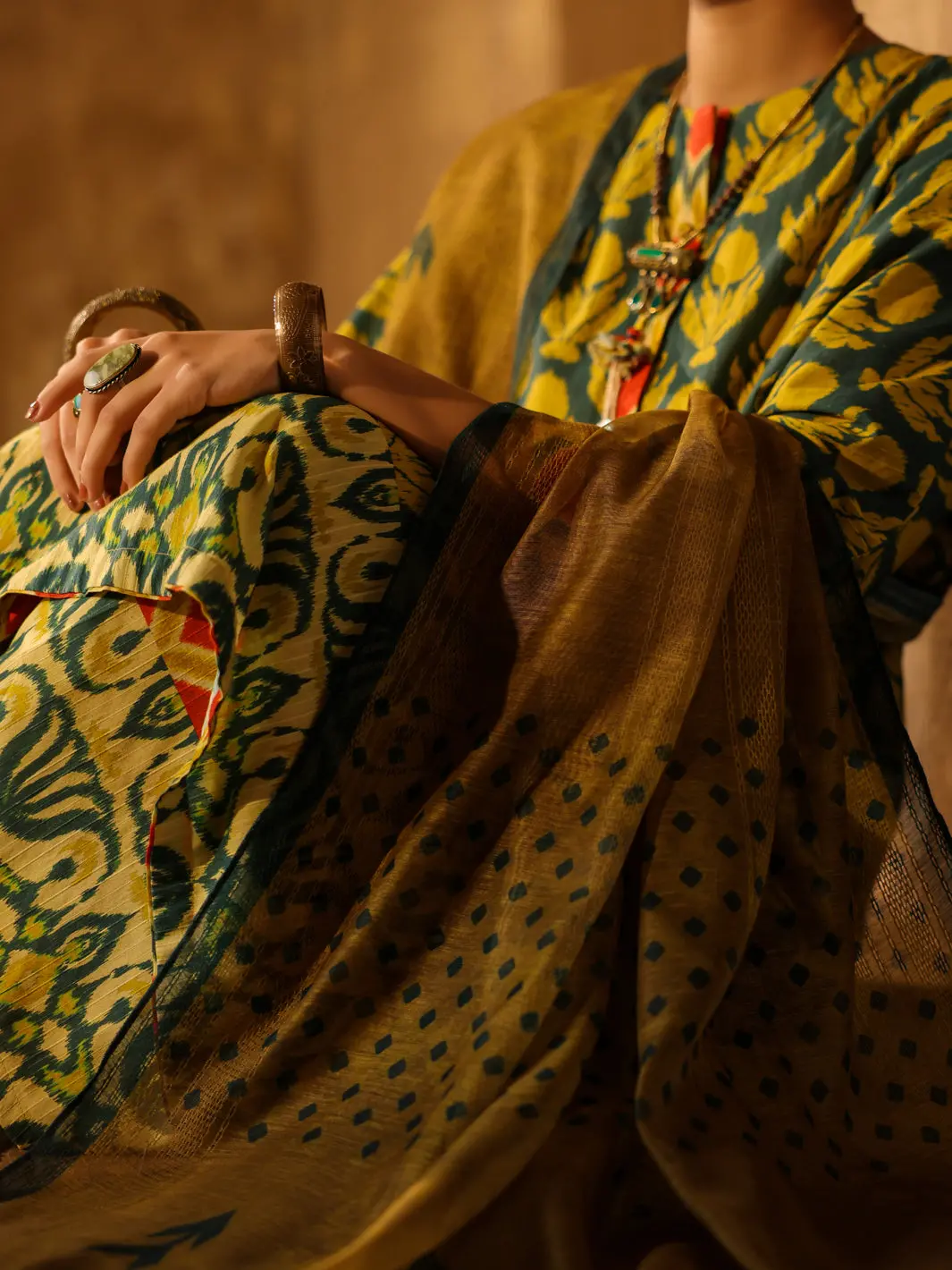 Mehndi Green Stripe Dobby Stitched 3Pc - Alp-3Ps-2328 3