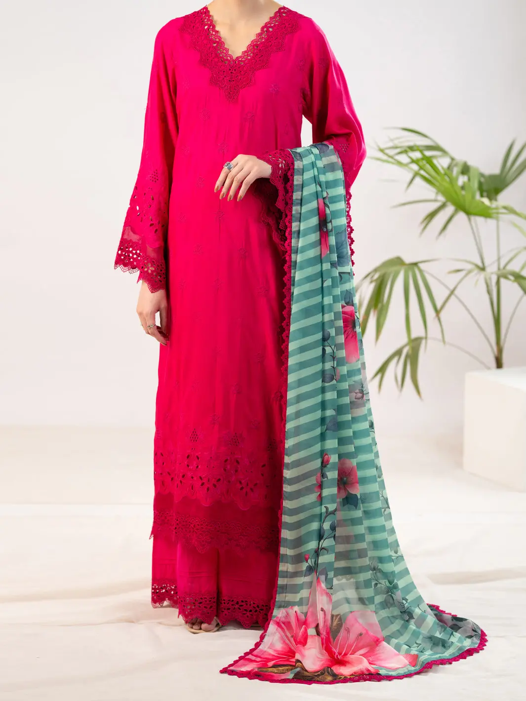 Fuchsia Silk Lawn 3Pc Stitched - Alp-3Ps-2343 1