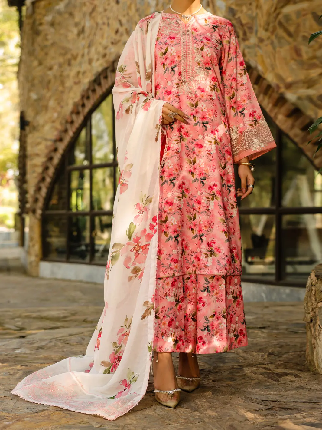 Pink Silk Lawn 3Pc Stitched - Alp-3Ps-2360 1