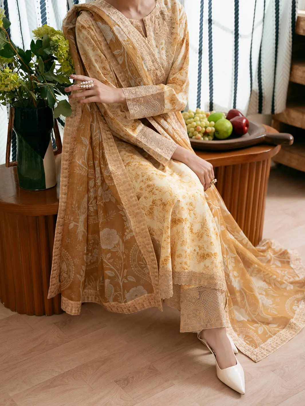 Off White Silk Lawn Stitched 3Pc - Alp-3Ps-2363 1
