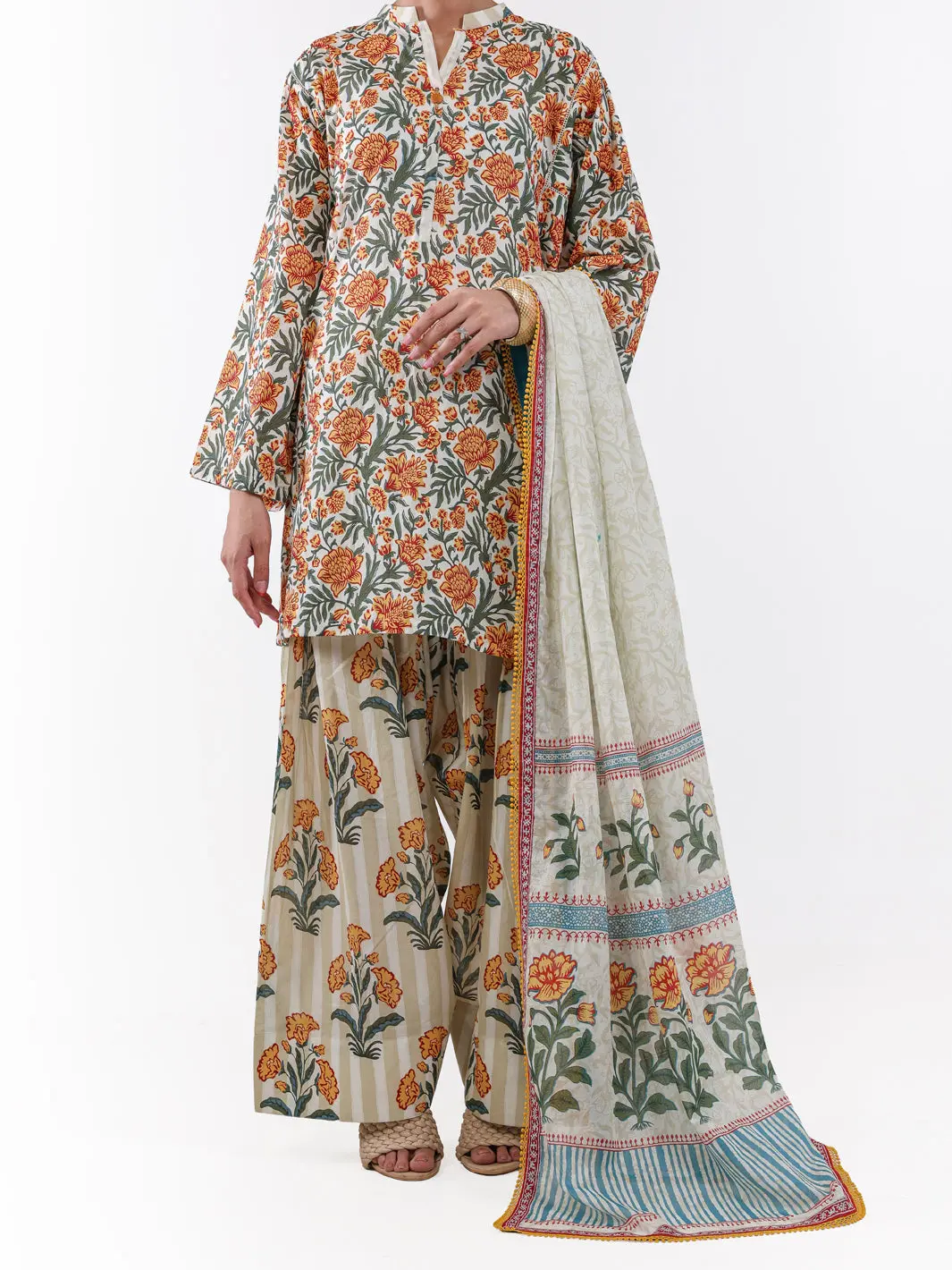 Mustard Lawn 3Pc Unstitched - Alp-3Ps-2384 1