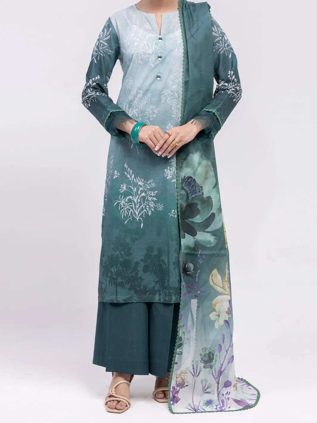 Sea Green Lawn 3Pc Unstitched - Alp-3Ps-2398 1