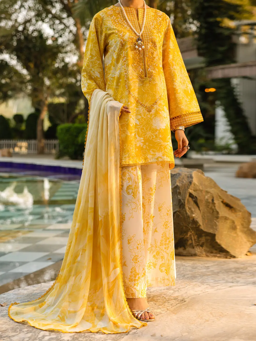 Yellow Lawn 3Pc Unstitched - Alp-3Ps-2406 1