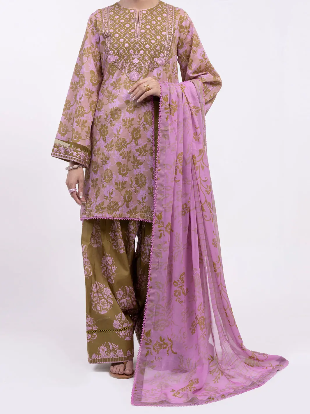 Pink Lawn 3Pc Unstitched - Alp-3Ps-2409 1
