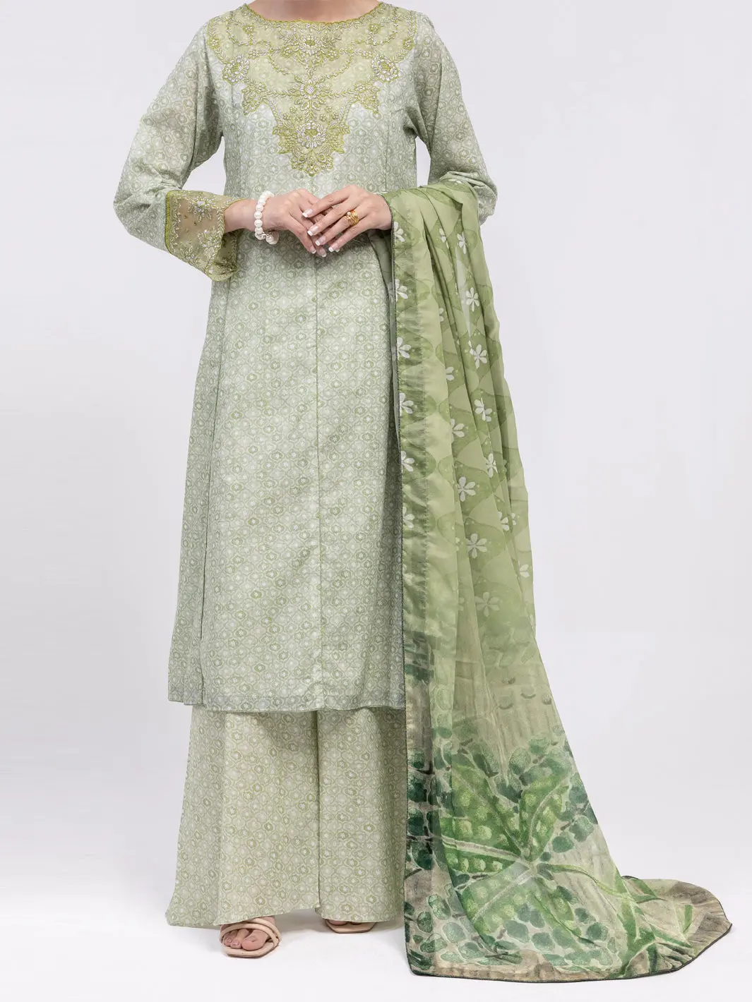 Light Green Lawn 3Pc Unstitched - Alp-3Ps-2425 1