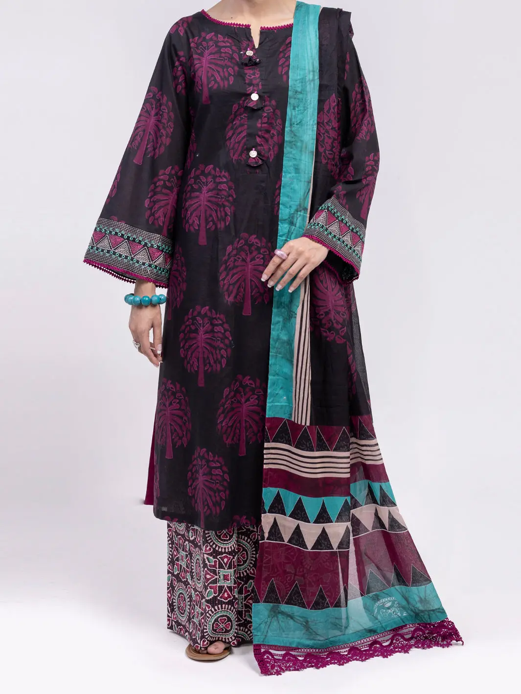 Fuchsia Lawn 3Pc Unstitched - Alp-3Ps-2430 1