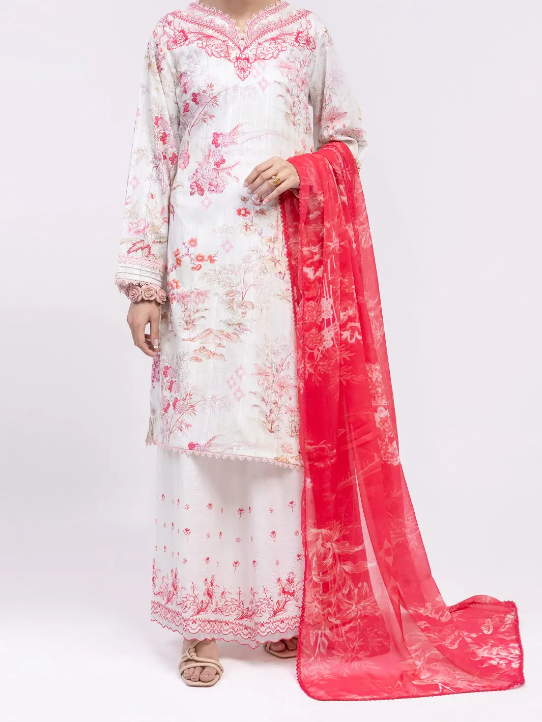 Off White Lawn 3Pc Unstitched - Alp-3Ps-2437 1