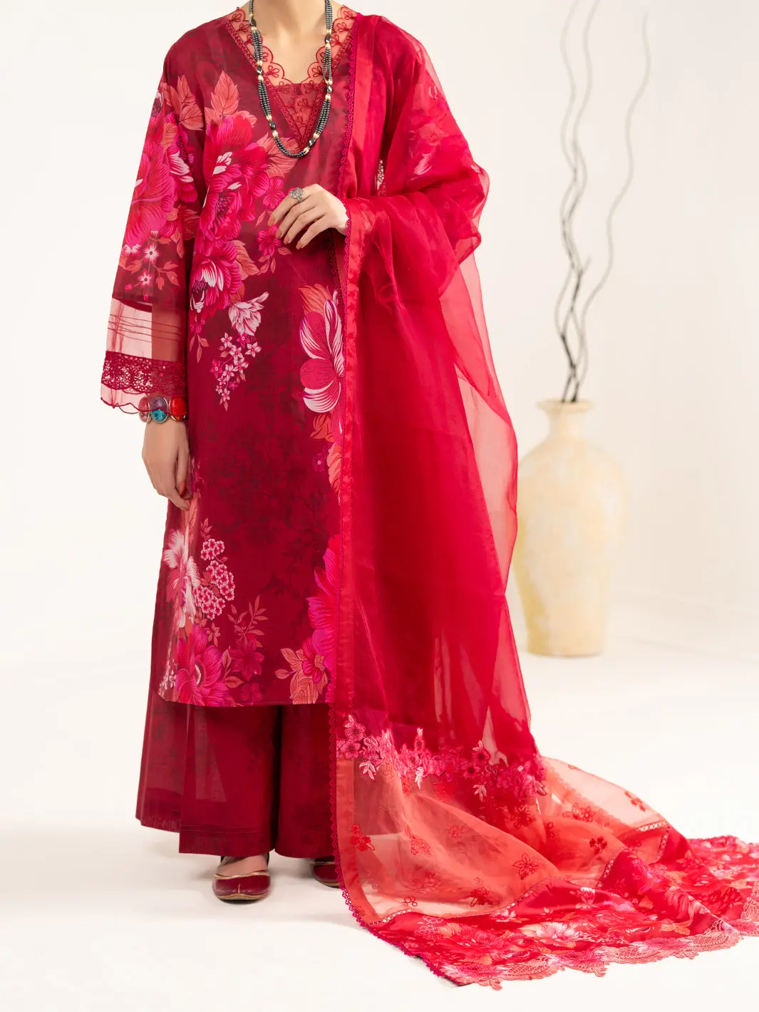 Maroon Lawn 3Pc Unstitched - Alp-3Ps-2445 1