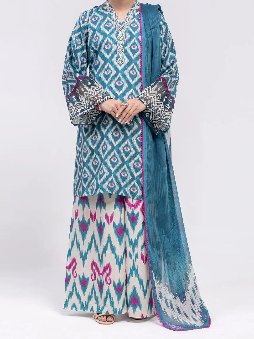 Teal Swiss Jacquard 3Pc Unstitched - Alp-3Ps-2460 1