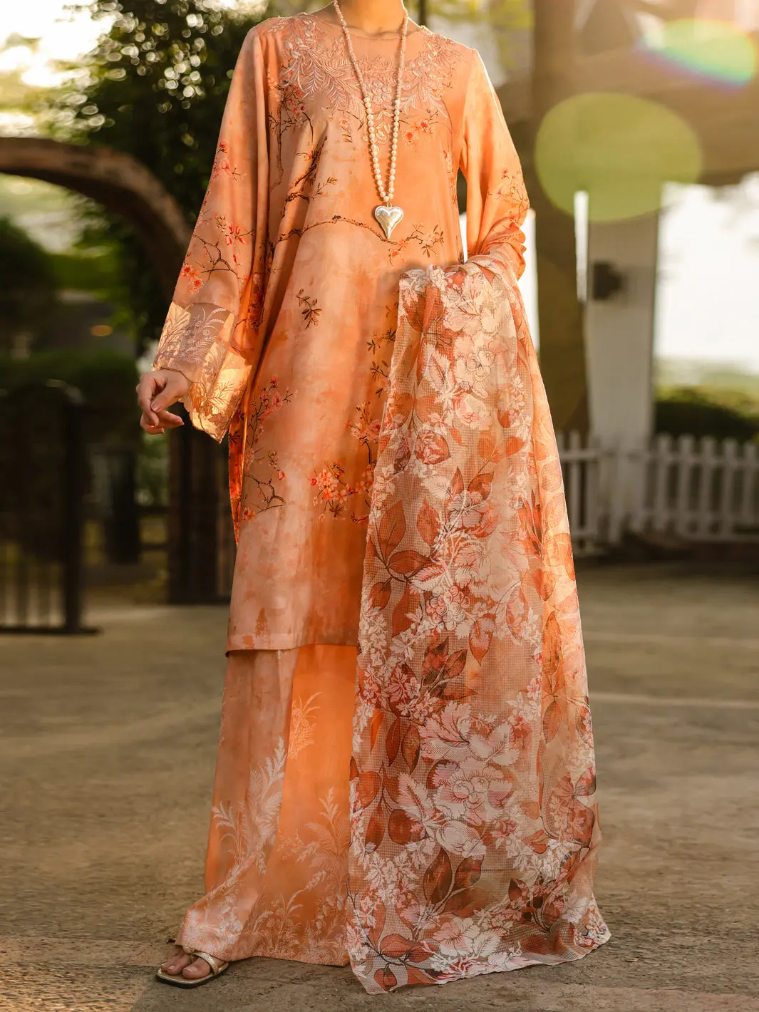 Peach Lawn 3Pc Unstitched - Alp-3Ps-2463 1