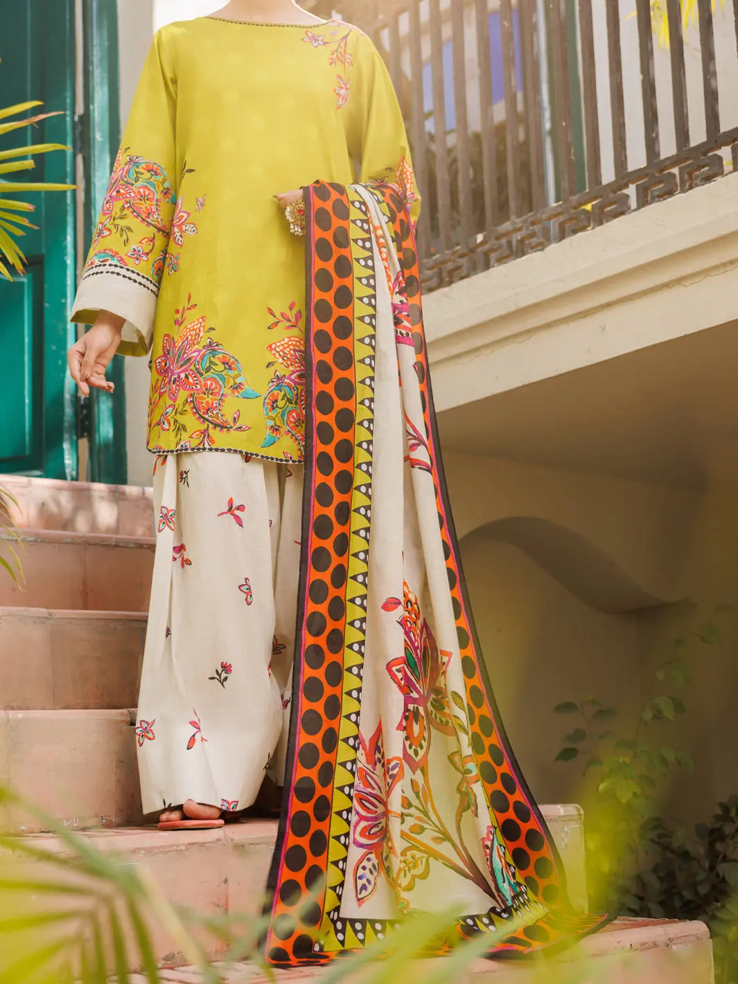 Lime Green Lawn Stitched 3Pc - Alp-3Ps-2558 1