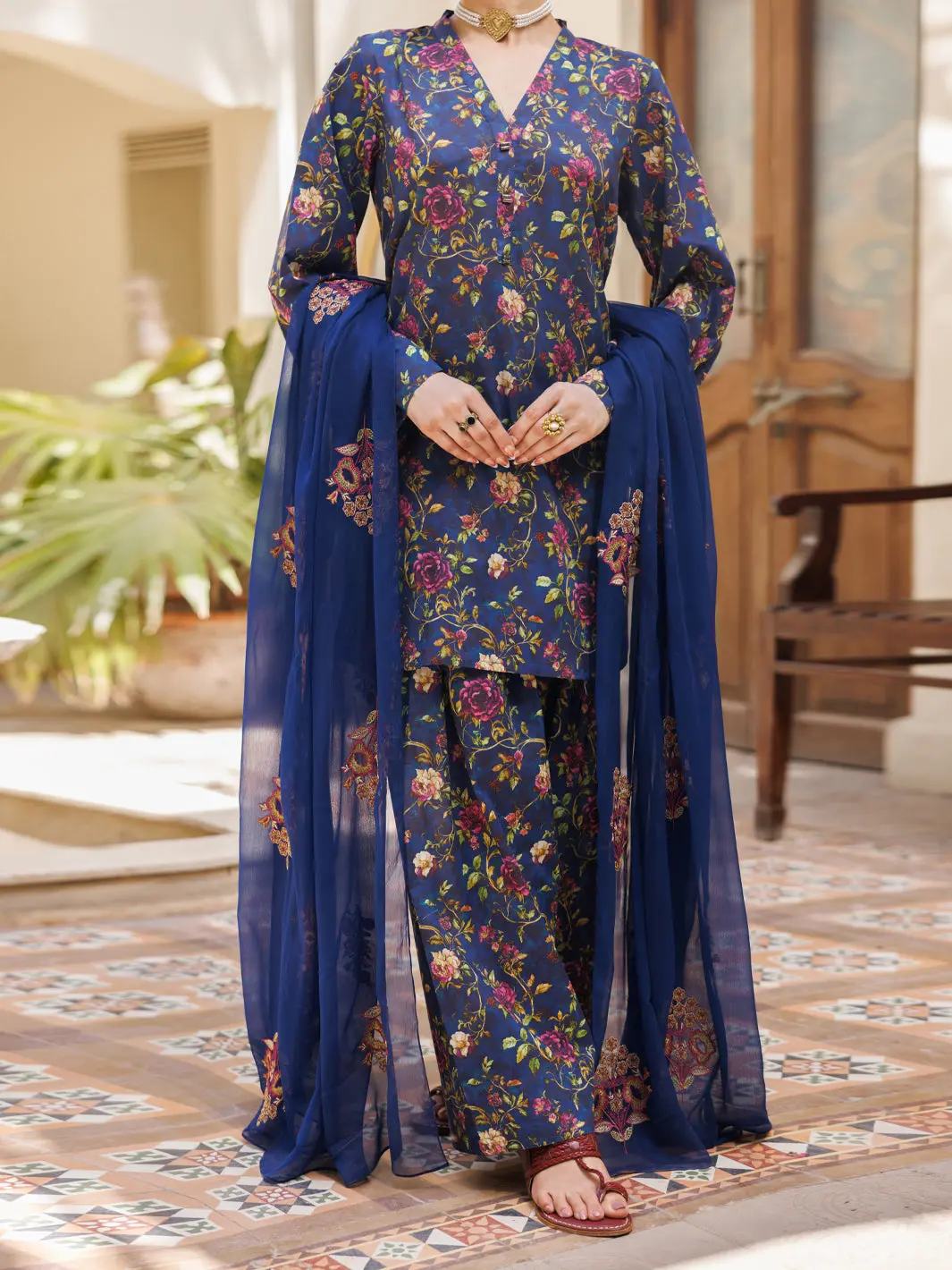 Blue Lawn Stitched 3Pc - Alp-3Ps-2595 1