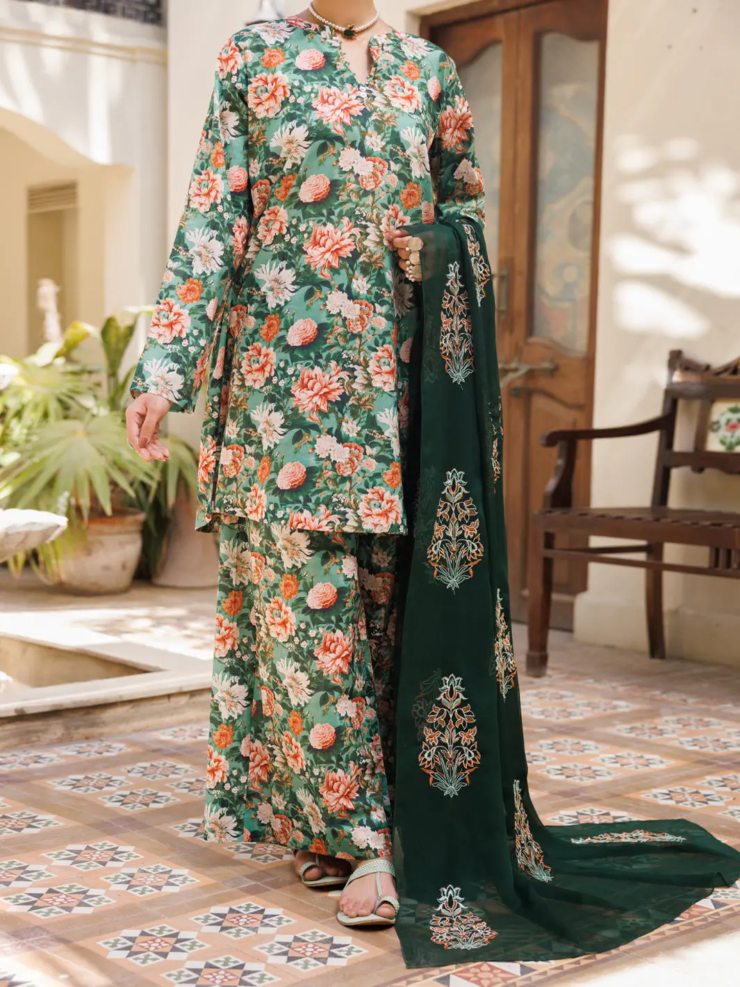 Green Lawn Stitched 3Pc - Alp-3Ps-2596 1