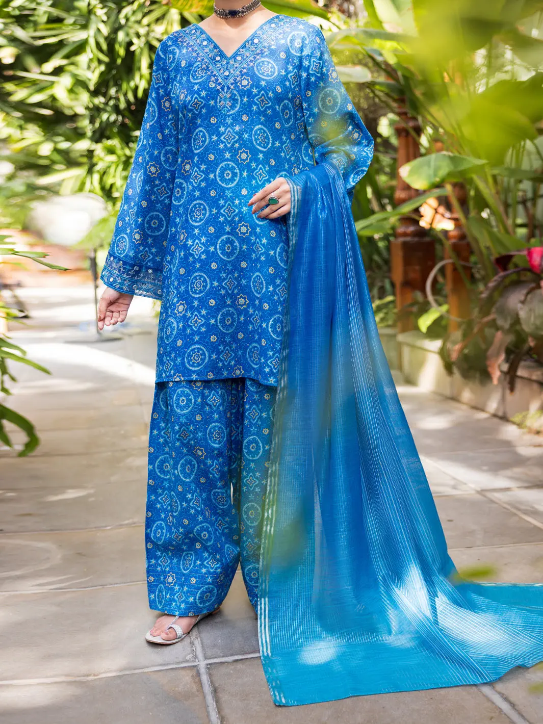 Blue Lawn Stitched 3Pc - Alp-3Ps-2608 1