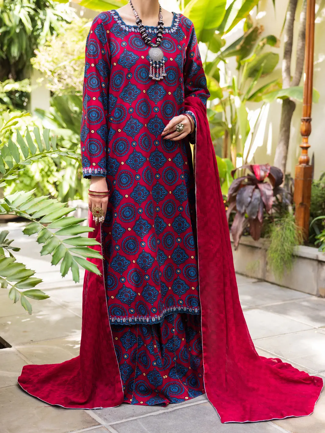 Maroon Cotton Stitched 3Pc - Alp-3Ps-2609 1