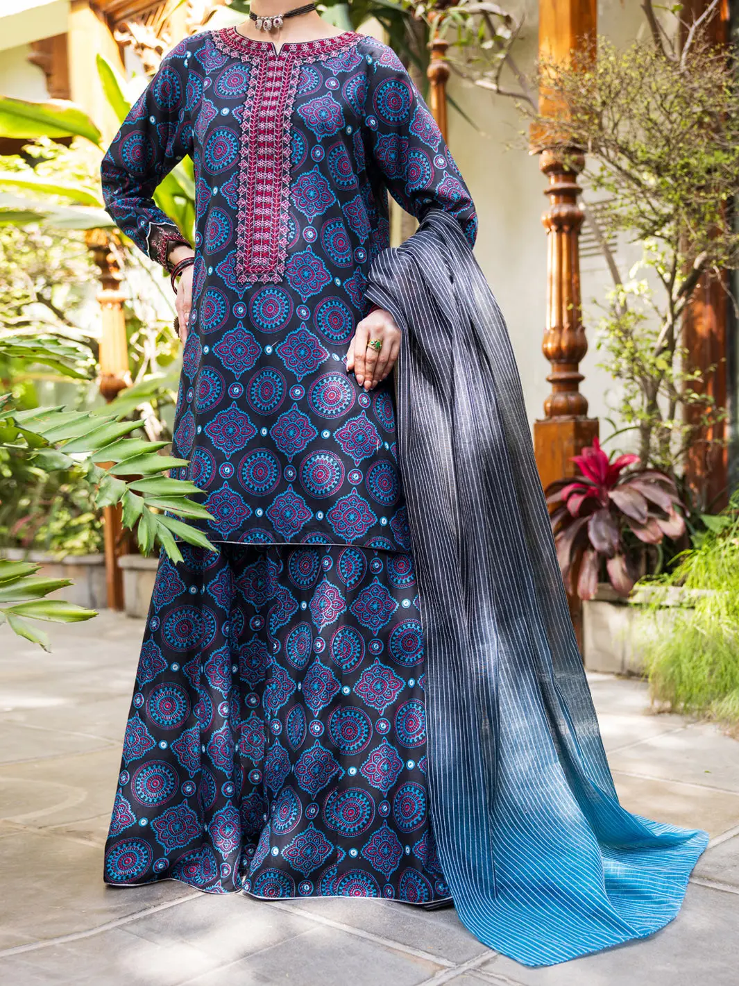 Dark Blue Lawn Stitched 3Pc - Alp-3Ps-2610 1