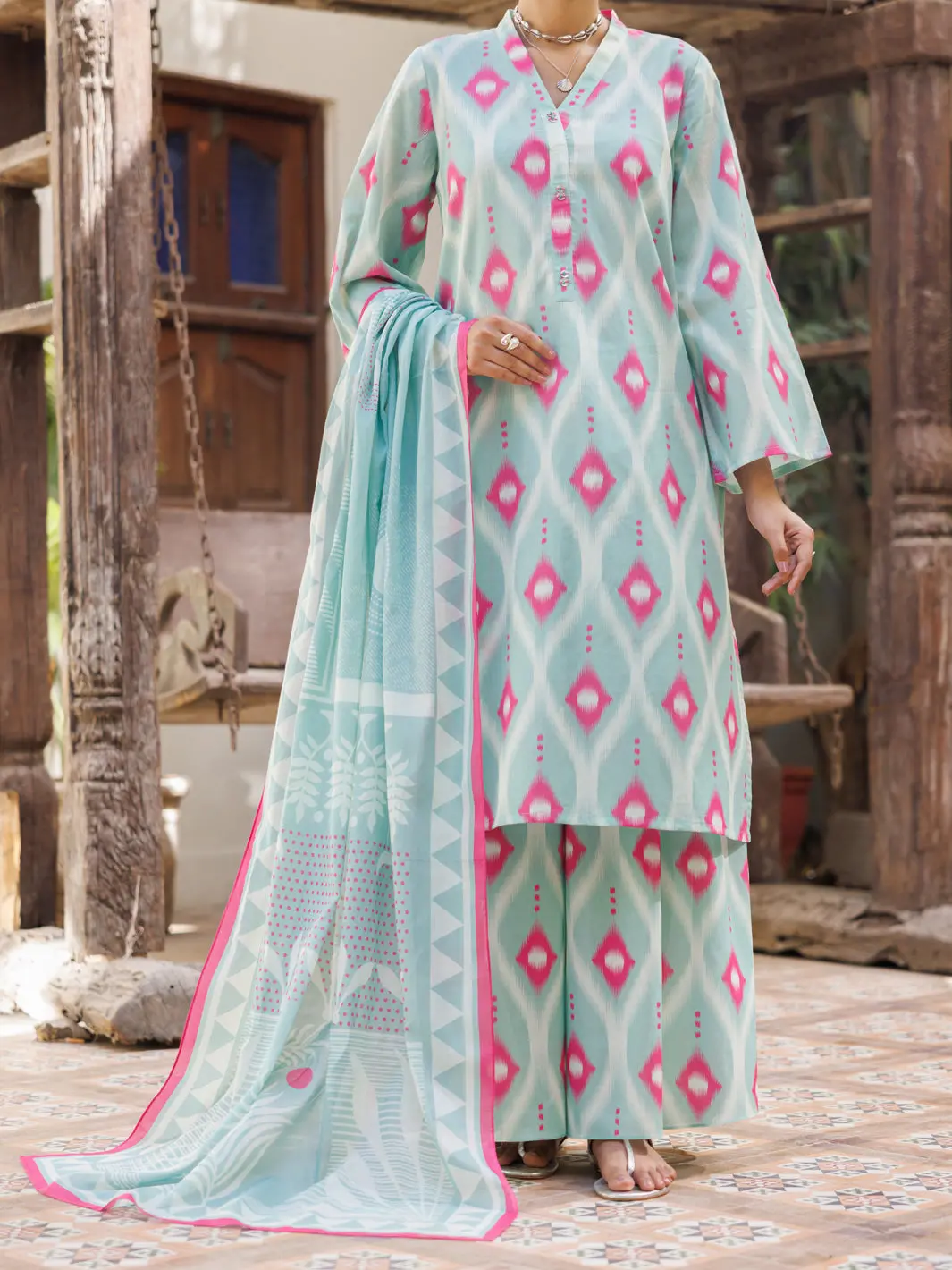 Light Green Lawn Stitched 3Pc - Alp-3Ps-2820 1