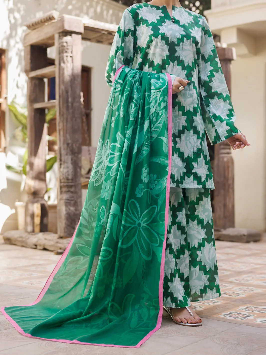 Green Lawn Stitched 3Pc - Alp-3Ps-2821 1