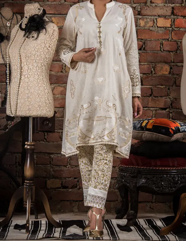 Off White 2Pc Unstitched - Alp-298-R 1